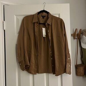 Women’s silk blouse, button up collared shirt